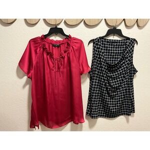 Bundle 2 tops Lane Bryant Pink Red  Blouse Size 14  and ivanka trump top xl